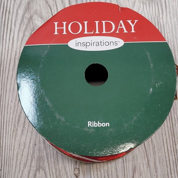 Sheer Red Ribbon Gold Trim Glitter Swirls Wired Christmas Bow Wedding 3.75" 50ft - Picture 4 of 4